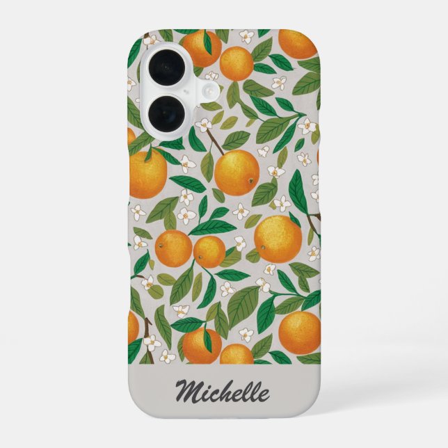 Personalised Oranges Citrus Fruit Floral Pattern   iPhone 16 Case (Back)