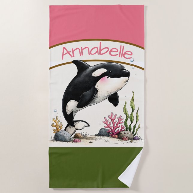 Personalised Orca Beach Towel  (Front)