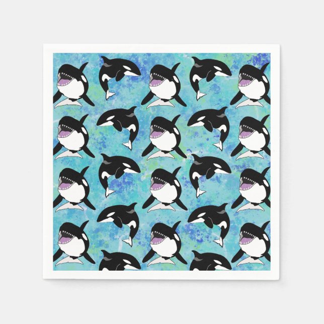 Personalised Orca Killer Whale Birthday Napkin (Front)