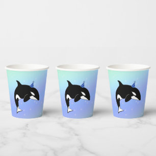Personalised Orca Killer Whale Birthday Paper Cups