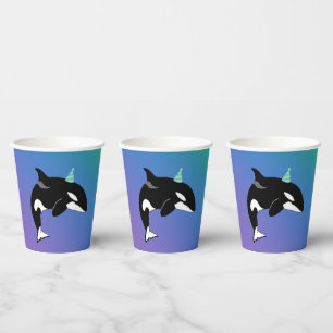 Personalised Orca Killer Whale Birthday  Paper Cups