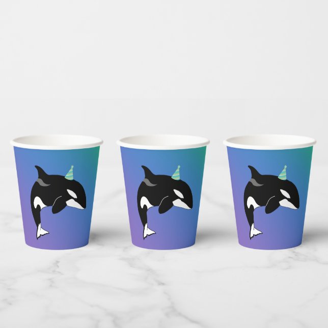 Personalised Orca Killer Whale Birthday  Paper Cups (Multi)