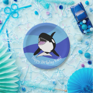 Personalised Orca Killer Whale Birthday Paper Plate