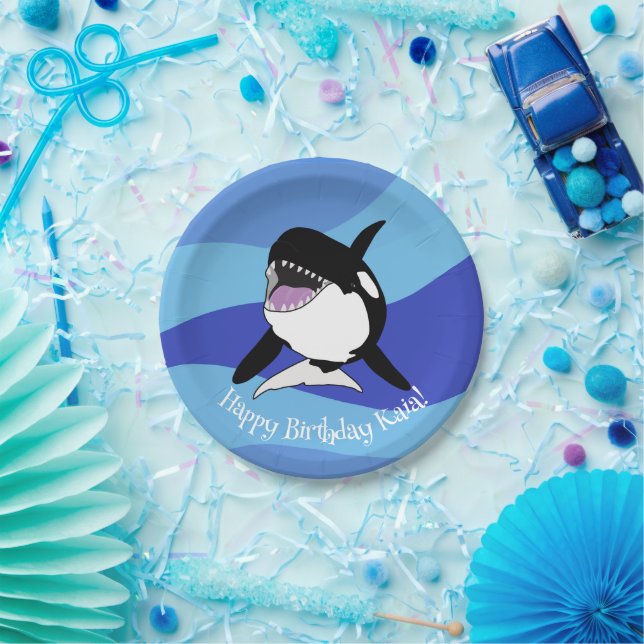 Personalised Orca Killer Whale Birthday Paper Plate (Party)