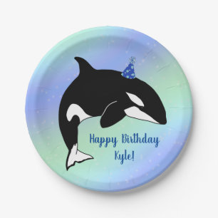 Personalised Orca Killer Whale Birthday  Paper Plate