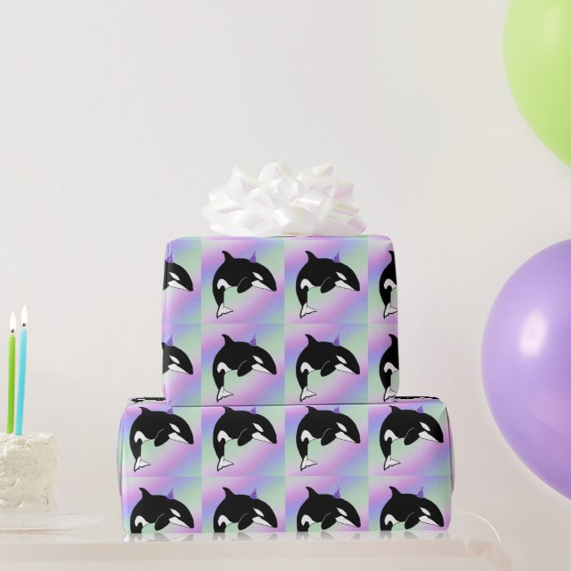 Personalised Orca Killer Whale Birthday  Wrapping Paper (Party Gifts)