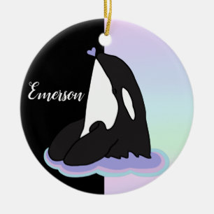 Personalised Orca Killer Whale Ceramic Tree Decoration