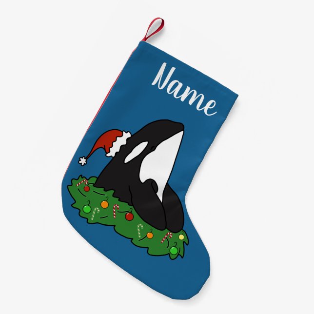 Personalised Orca Small Christmas Stocking (Front (Hanging))