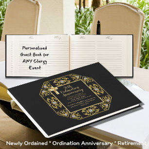  Personalised Ordination Anniversary Black Gold Guest Book