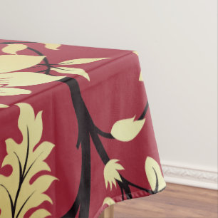 Personalised Oriental Golden Flowers on Red Tablecloth