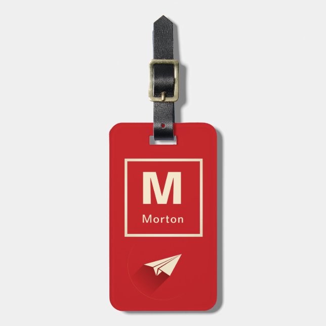 Personalised Origami Plane Luggage Tag (Front Vertical)