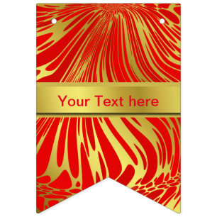 personalised, original, flame, fractal, gold, bunting 