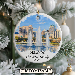 Personalised Orlando Ornament, Custom Florida Ceramic Tree Decoration