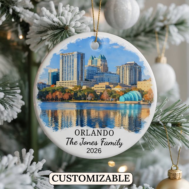 Personalised Orlando Ornament, Custom Florida Ceramic Tree Decoration (Creator Uploaded)