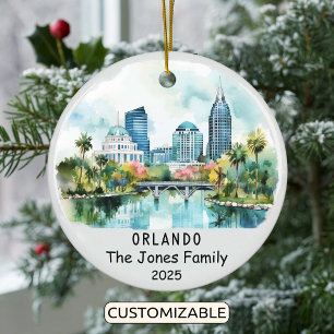 Personalised Orlando Ornament, Florida Ceramic Tree Decoration