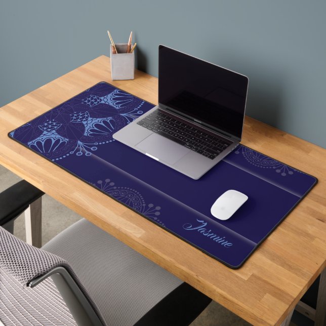 Personalised Ornate Blue Purple Mandala Desk Mat (Office 2)