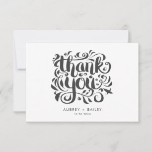 Personalised Ornate Calligraphy Wedding Thank You Card