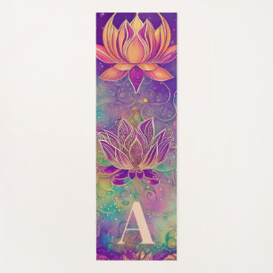 Personalised Ornate Colourful Lotus Flowers Yoga Mat