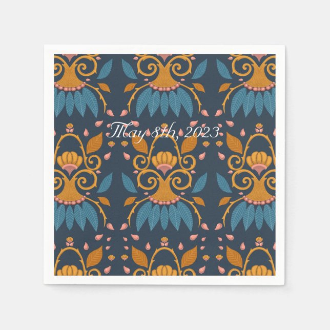 Personalised Ornate pattern Mediaeval style weddin Napkin (Front)
