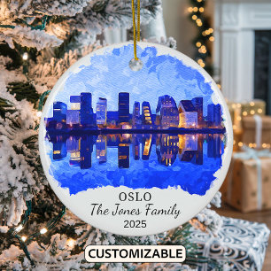 Personalised Oslo Ornament, Norway Ceramic Tree Decoration