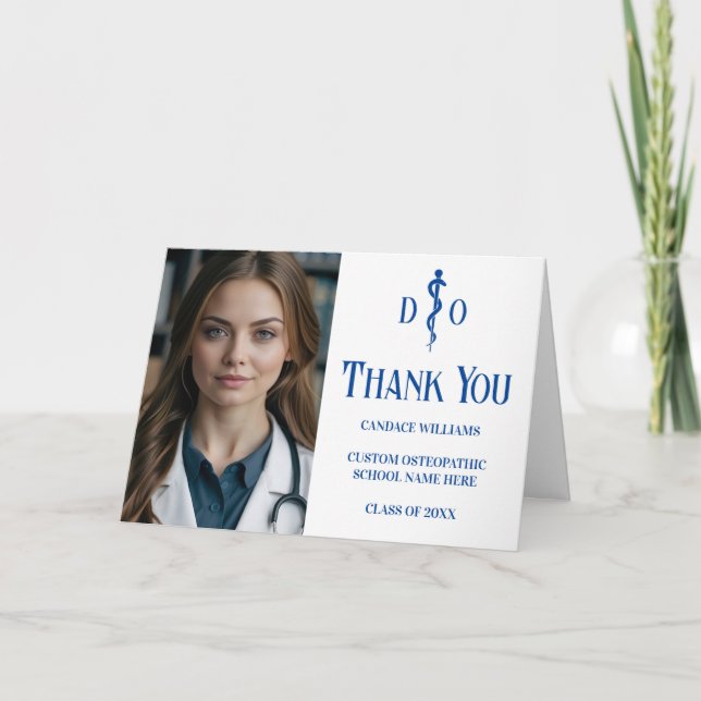 Personalised Osteopathic Medical Doctor Photo Thank You Card (Front)