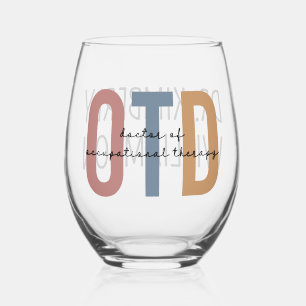 Personalised OTD Doctor of Occupational Therapy Stemless Wine Glass