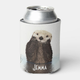 Personalised  Otter In Water drawing Can Cooler