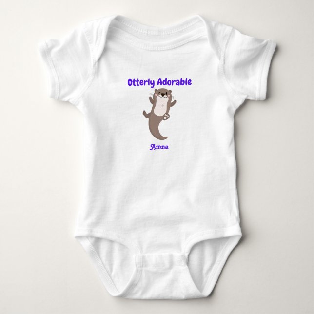 Personalised Otterly Adorable Baby Bodysuit (Front)