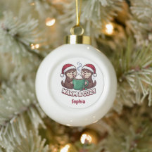 Personalised Otters Snowflake Christmas Ornament