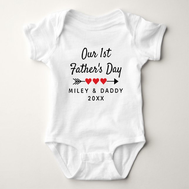 Personalised Our 1st Father's Day Cute Gift Baby Bodysuit (Front)