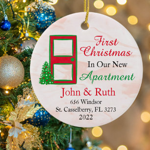 Personalised Our First Apartment Christmas Ceramic Tree Decoration