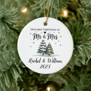 Personalised Our First Christmas as Couple 2025 Ceramic Tree Decoration