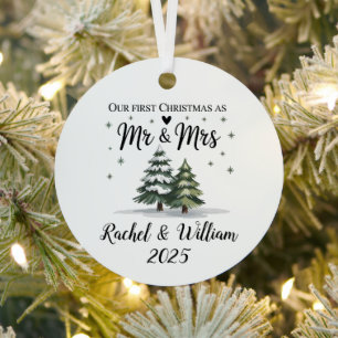 Personalised Our First Christmas as Couple 2025 Metal Tree Decoration
