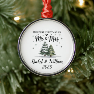 Personalised Our First Christmas as Couple 2025 Metal Tree Decoration