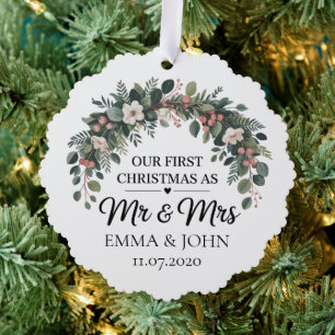 Personalised Our First Christmas As Mr & Mrs 2025 Tree Decoration Card
