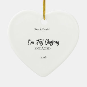 Personalised Our First Christmas Engaged Heart Orn Ceramic Tree Decoration