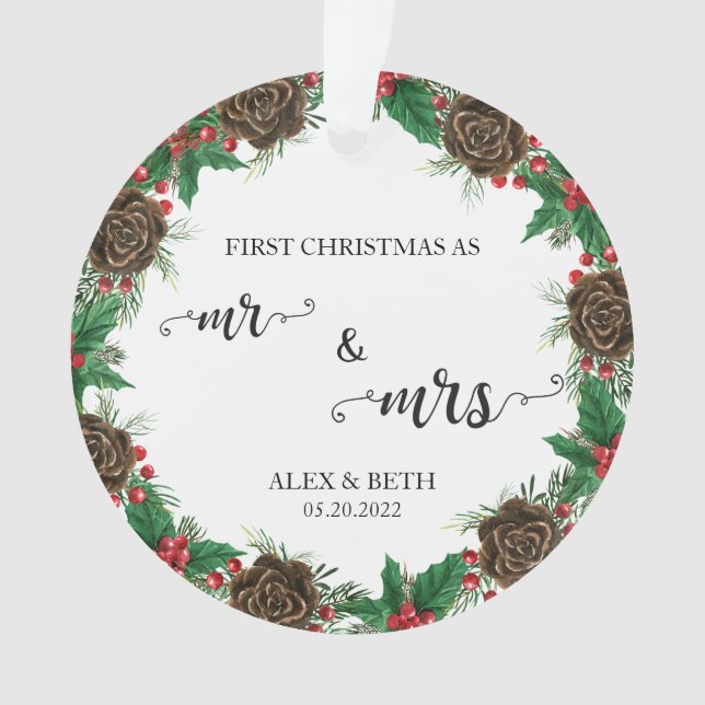 Personalised Our First Christmas Engaged Ornament (Front)