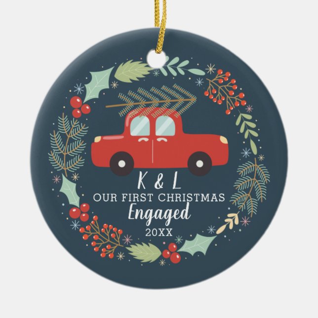 Personalised Our First Christmas Engaged Ornament (Front)