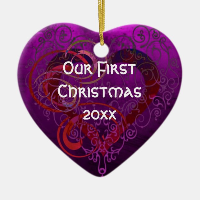 Personalised Our First Christmas Heart Ornament (Front)