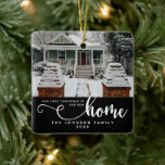 Personalised Our First Christmas In Our New Home  Ceramic Ornament<br><div class="desc">Celebrate the milestone of your first Christmas in a new home with our Personalised Our First Christmas In Our New Home Ceramic Ornament. This elegant ornament features a sleek black design, offering a modern and stylish touch to your holiday decor. Customisable with a cherished photo and personalised text, it captures...</div>