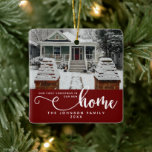 Personalised Our First Christmas In Our New Home  Ceramic Ornament<br><div class="desc">Mark the excitement of a new beginning with our Dark Red Personalised "Our First Christmas In Our New Home" Ceramic Ornament. This beautifully crafted ornament is perfect for commemorating your first Christmas in a new home, making it an ideal keepsake for homeowners. The deep red colour adds a festive touch...</div>