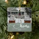 Personalised Our First Christmas In Our New Home  Ceramic Ornament<br><div class="desc">Celebrate the milestone of moving into a new home with our Sage Green Personalised "Our First Christmas In Our New Home" Ceramic Ornament. This elegant ornament is designed to commemorate your first Christmas in your new space, featuring a soothing sage green hue that adds a touch of sophistication to your...</div>