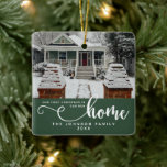 Personalised Our First Christmas In Our New Home  Ceramic Ornament<br><div class="desc">Celebrate the joy of a new beginning with our Emerald Green Personalised "Our First Christmas In Our New Home" Ceramic Ornament. Perfectly designed for those who’ve just moved into their dream home, this ornament features a rich emerald green colour that adds a touch of elegance to your holiday decor. Personalised...</div>