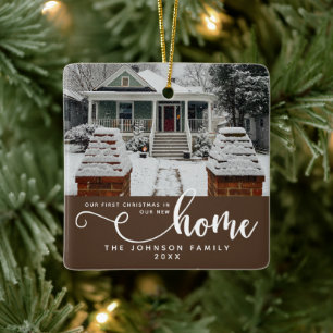 Personalised Our First Christmas In Our New Home  Ceramic Ornament