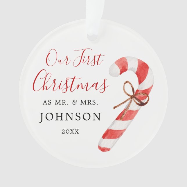 Personalised Our First Christmas Mr Mrs Ornament (Front)