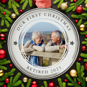 Personalised Our First Christmas Retired Photo Metal Tree Decoration