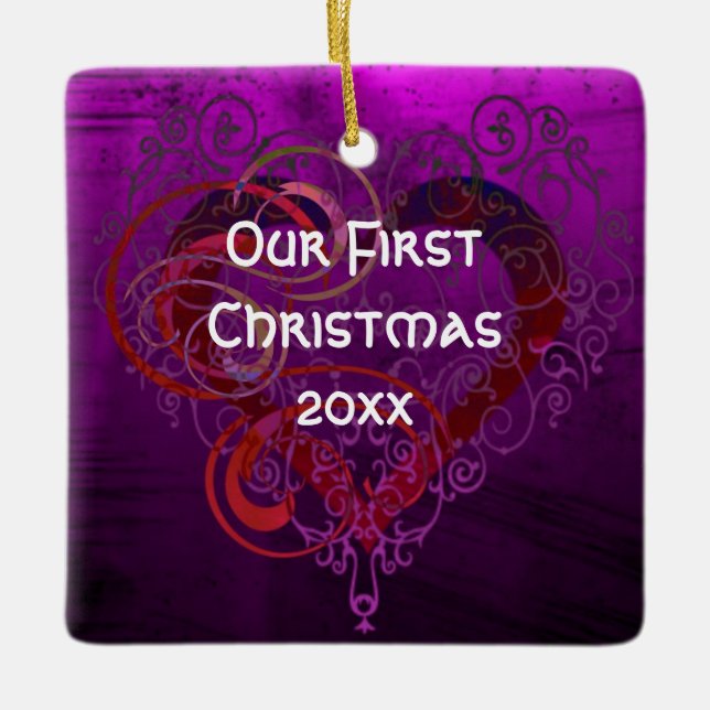 Personalised Our First Christmas Square Ornament (Front)