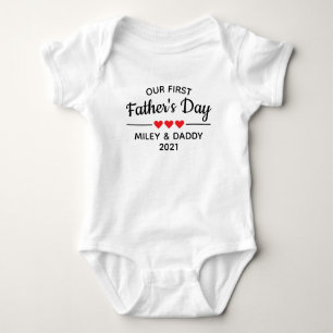 Personalised Our First Father's Day Cute Baby Bodysuit