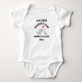 Personalised Our First Mother's Day Elephants 2023 Baby Bodysuit