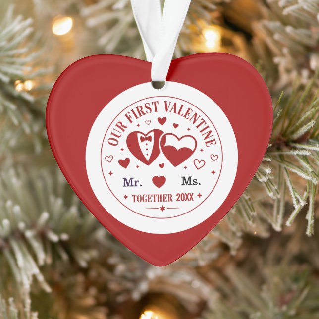 Personalised "Our First Valentine" Mr. & Ms.  Ornament (Tree)